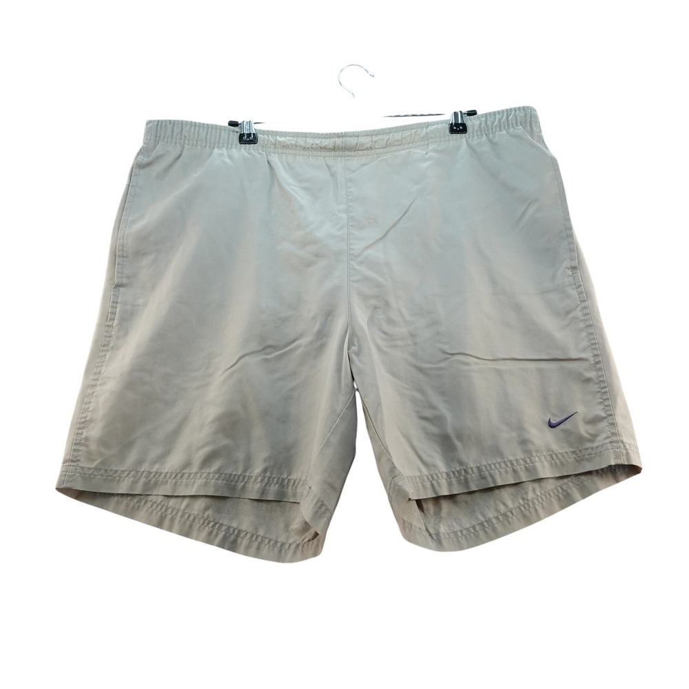Nike Men's Large  Swim Trunks Shorts Beige Lightweight Lined Pocket Flat Front